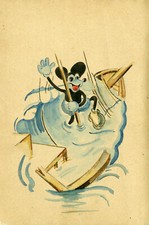 "MICKEY naufragé" Maquette gouache originale sur papier (années 30)