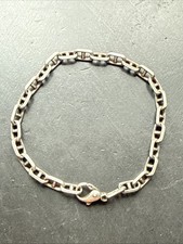 Ancien Bracelet Gourmette En Argent Massif Silver Maille chaine marine 