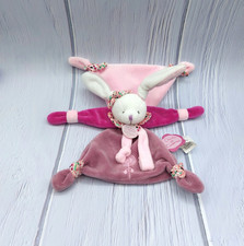 Doudou plat Cerise le lapin rose violet mauve Doudou et Compagnie DC2701 fleurs