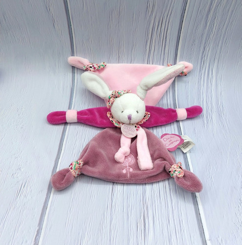 Doudou plat cerise - cerise, lapin