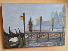 tableau peinture sur toile VENISE gondoles et cathédrale St Marc - collection