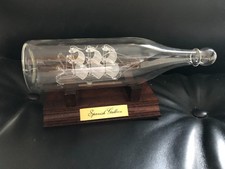 Ancienne superbe bouteille bateau en verre galion espagnol