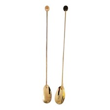 2 Cuillère à Mazagran Vintage Métal Doré Grain De Café