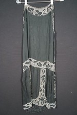 Vintage 1920'S Noir Soie Crêpe Charleston Robe Perlé Pour Étude Ou Applique