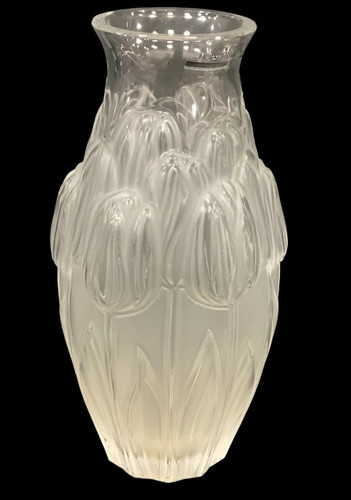 Lalique tulips vase box - lalique, w/