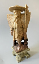 Sujet en pierre dure pêcheur