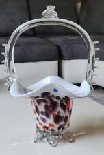 Vide-poche Verre Murano vintage moucheté en forme de corbeille/Panier À Bonbons