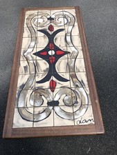 table basse vintage ceramique Signee Dan (valauris)