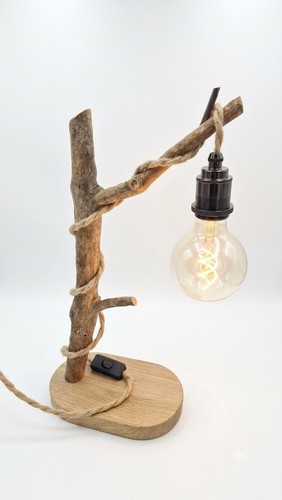Lampe table bois - de, et