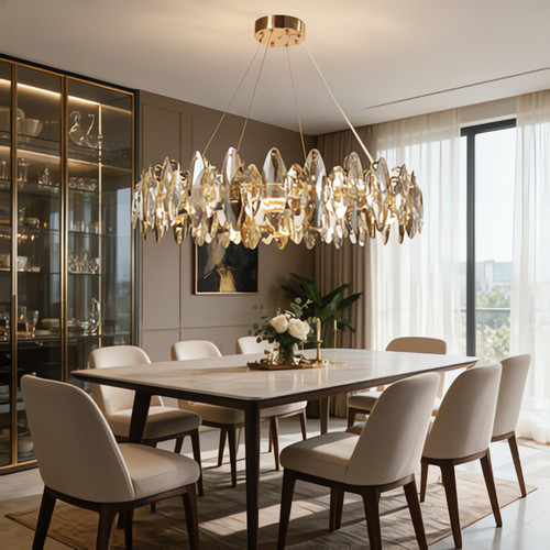 Lustre rond cristal - en,