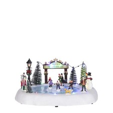 LuVille Village de Noël Miniature Patin à glace sur l'Étang - H14,5 cm
