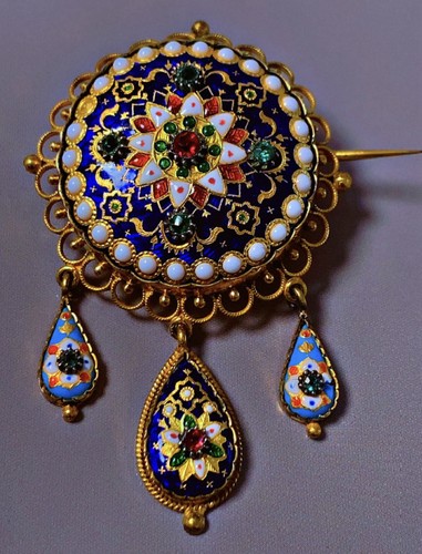 Broche émaux bressans - émaux, vermeil