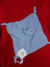 Doudou Plat Lange Baleine Bleu