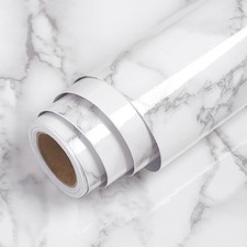 Papier Adhesif pour Meuble Cuisine Marbre 40cm x 200cm Papier Peint Marbre Gr...