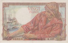 20 FRANCS PECHEUR  9 - 1 - 1947 SUP +