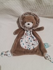 Doudou Plat Gaston Ours Blanc Marron Capuche Fourrure Sapin Kaloo Filoo État Neu