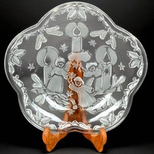 Plat de service Noël Walther cristal vintage Allemagne assiette biscuits