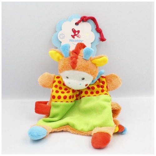 Doudou plat girafe orange - , vert