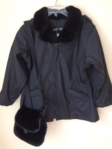 Girls black pleather faux - 5/6,