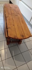Table basse de salon ovale tout bois avec abattants vintage