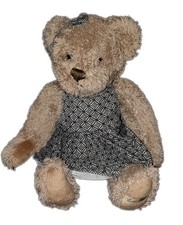Peluche ours beige Robe Louise Mensen assis 18 cm