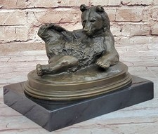 Grande STATUETTE SIGNATURE En Bronze Ours Sculpture ~ NOUVEAU Cadeau De Statue