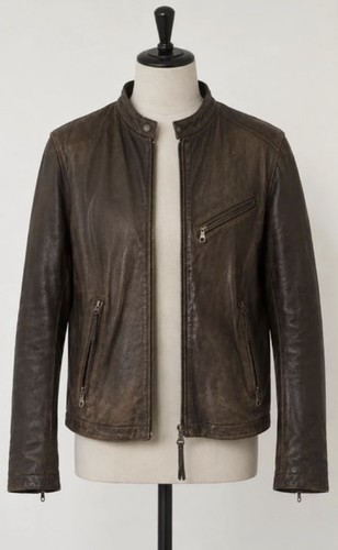 Veste cuir marron - en,