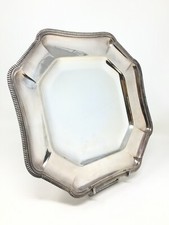 Plateau Métal Argenté Carré Antique Silver Plated Plate Plat Service N4