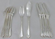 Ercuis Victoria, Contours, 6 couverts à poisson, 12 pièces en métal argenté.