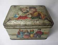 Ancienne Pays-Bas Holland Cacao Publicité Boîte À 1900 Avec Motif Enfants Tracht