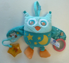55. DOUDOU PELUCHE ACTIVITE CHICCO Chouette Hibou bleu jaune orange étoile TTBE