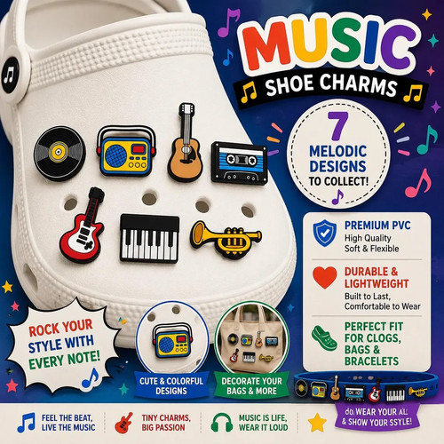Musical instrument shoe charms - musical,