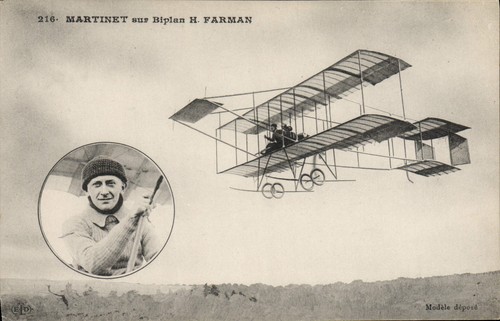 Martinet sur biplan farman - biplan,