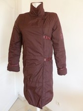  MANTEAU LONG  " KENZO " TEINTE PRUNE GANCE SATIN IMPRIME T. 36 / 38