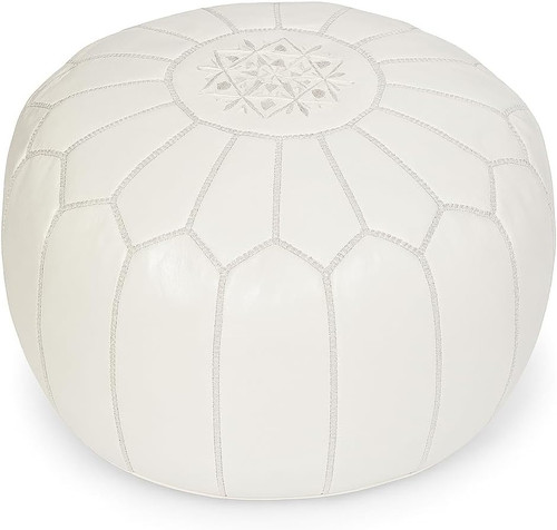 Handmade moroccan leather pouf - handmade,