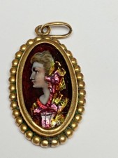 Médaillon Ancien Limoges Restoueix Bijou Collier Metal Or Fix Plaqué ??