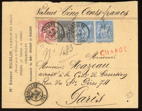Lettre chargée de - tb,