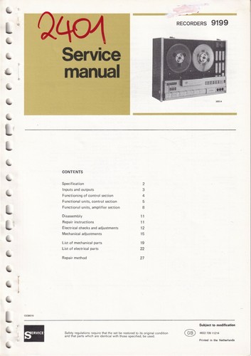 Service manuel instructions - service, d'instructions