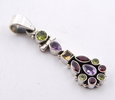 6.80 GM 925 Argent Massif Naturel Multi Coupe Pierre Fin Pendentif Taille 5.1cm