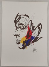 Lithographie Jacques BREL de Raymond Moretti. Numérotée et signée au crayon.