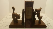 serre Livres ancien art déco chien et chat en bois bibliothéque  book greenhouse