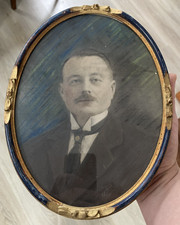 Cadre Ovale Pastel Technique Mixte signé Louis Agricol MONTAGNÉ ? 1928 Portrait