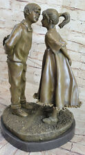 Bronze Sculpture, Main Fabriqué Statue Enfants Loving Mère Jour Bisou Cadeau