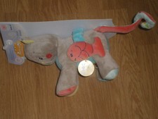 peluche Doudou SUCRE D'ORGE CHAT MULTICOLOR CAT KATZE BEBE neuf EVEIL POISSON 