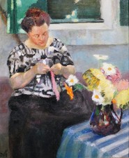 Tableau ancien macel - dyf, femme