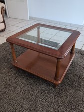 table basse Merisier vitrée 