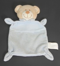 DOUDOU PLAT OURS BEIGE RAYE BLEU NICOTOY ETAT NEUF 