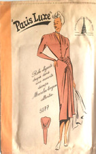 ? 5077 Ancien PATRON PARIS LUXE VINTAGE FRENCH ROBE ELEGANTE DRAPEE T44