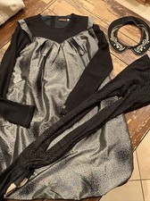 Stunning Catimini Silver Black Gold Holiday Dress 14 Necklace Collar Tights $299