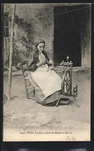 Cpa vieile landaise filant - vieile,
